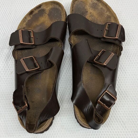 Birkenstock Milano Brown Leather Sandals with Buckles Size 11 - Picture 6 of 11